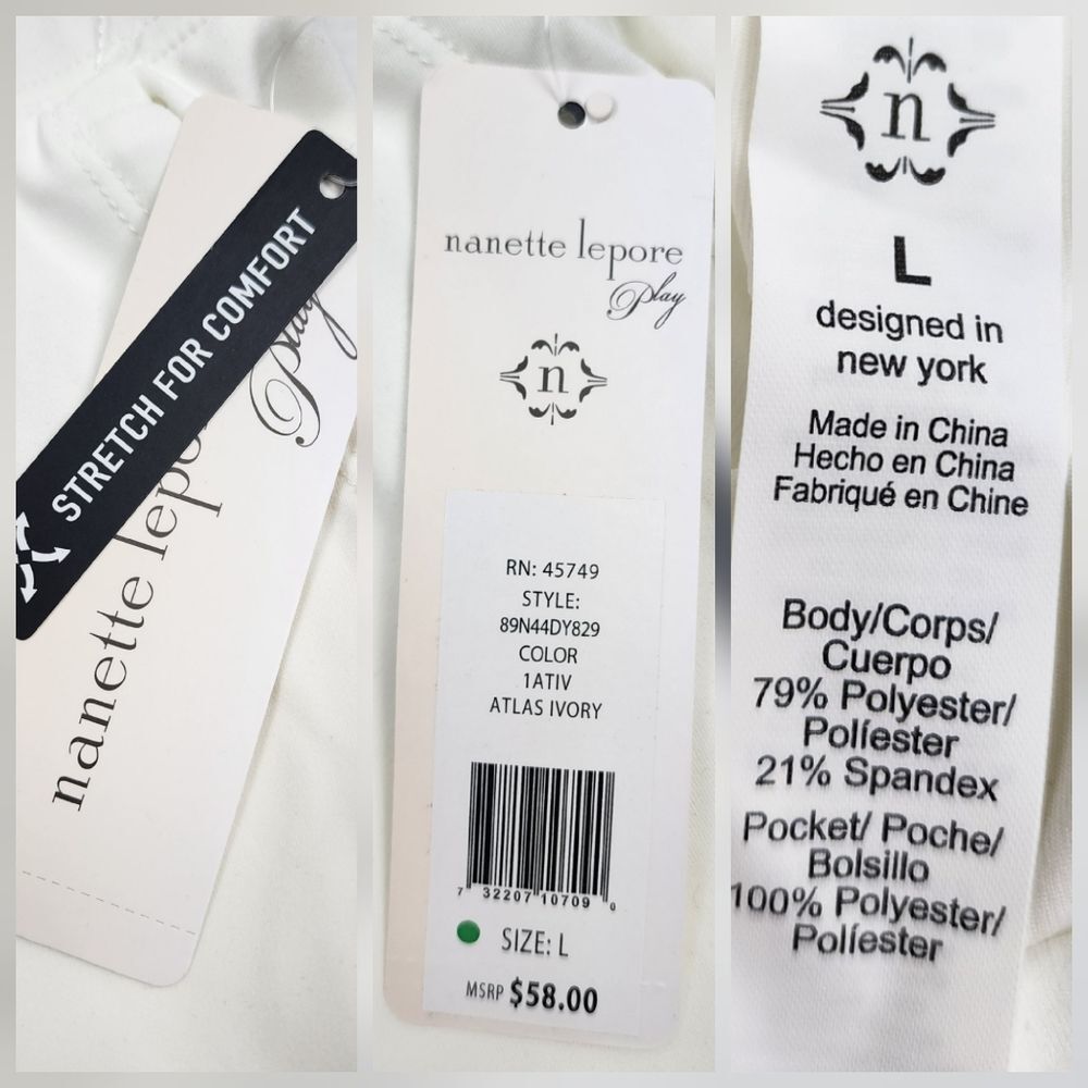 Nanette Lepore Play Ivory Cargo Joggers L NWT Soft Traveler Track Pants Neutral - Picture 2 of 15